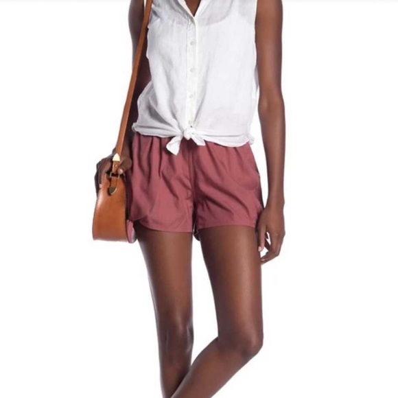 Madewell Pants - Madewell | Side Tie Pull On Shorts in color Autumn Berry